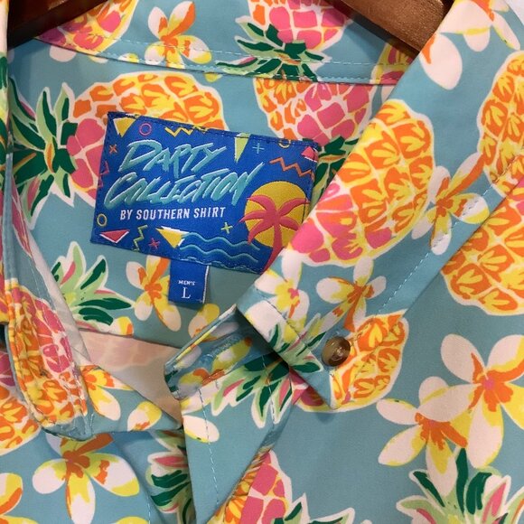 Southern Shirt Company Party Collection Mens L Short Sleeve Button Up Pineapple - Picture 3 of 9